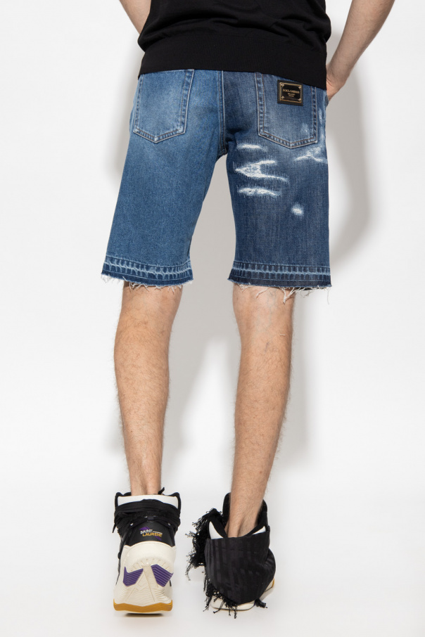 dolce gabbana leopard print midi dress item - Denim shorts